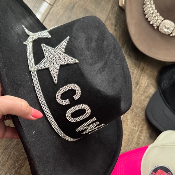Cowgirl Black Hat with Rhinestone Accents - Picture 3 of 5